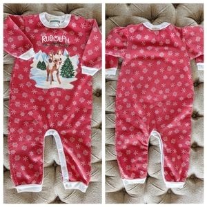 Lake Matley Vintage Rudolph The Red Nosed Reindeer Christmas Pajama Romper 24M